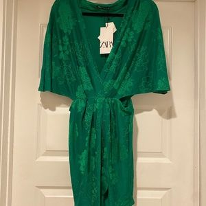 Short Green Zara Kimono Dress Small NWT